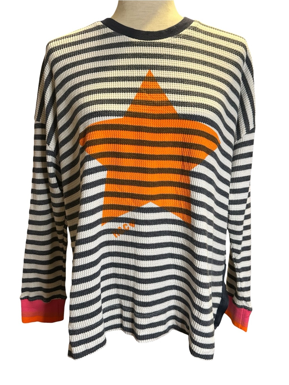 Hammill & Co striped star sweater oversized cotton graphic pullover m coastal